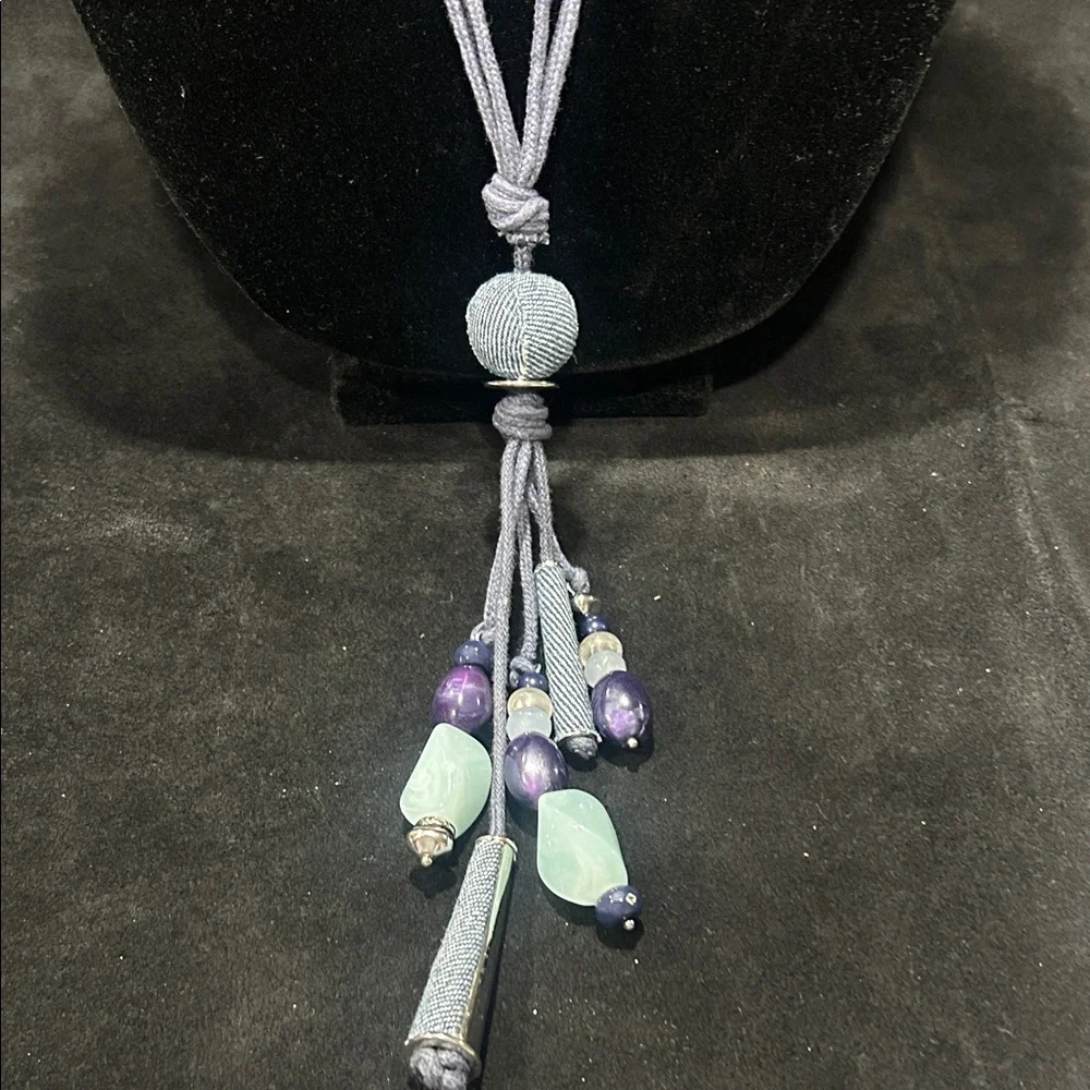 Christopher & Banks Blue and Silver Beaded Necklace - Picture 10 of 15